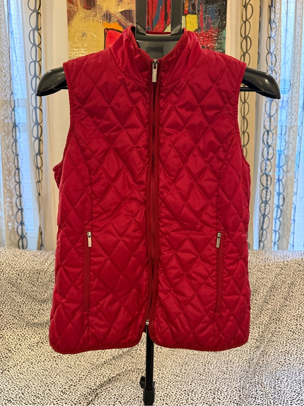 Lands' End Quilted Red Sleeveless Puffer Vest